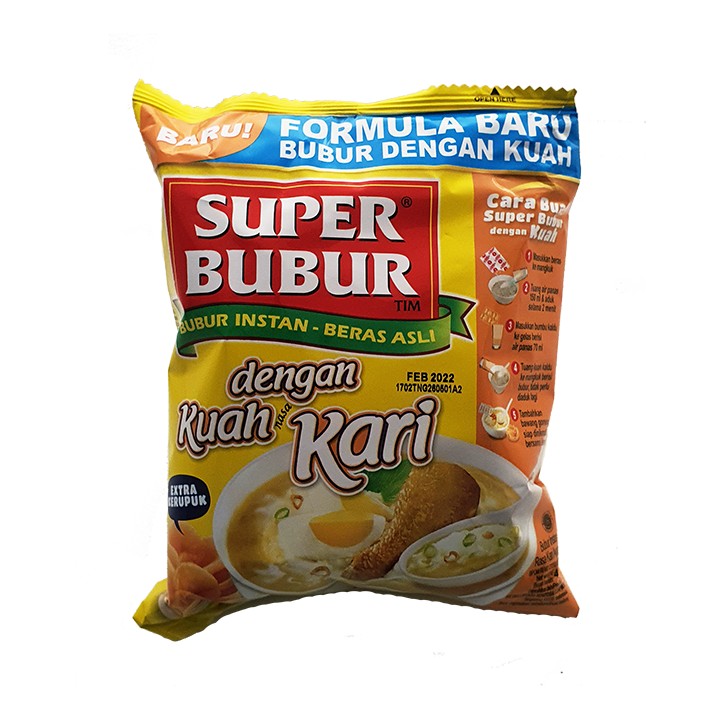 SUPER BUBUR, Instant Porridge Curry Flavour, 46 g