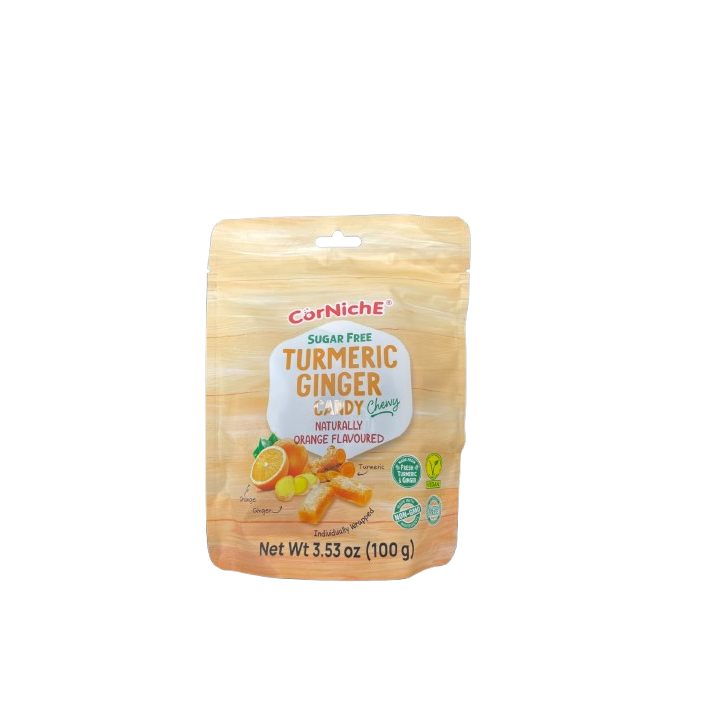 CORNICHE, Kurkuma Ingwer Bonbons (Orangen-Geschmack), 100 g