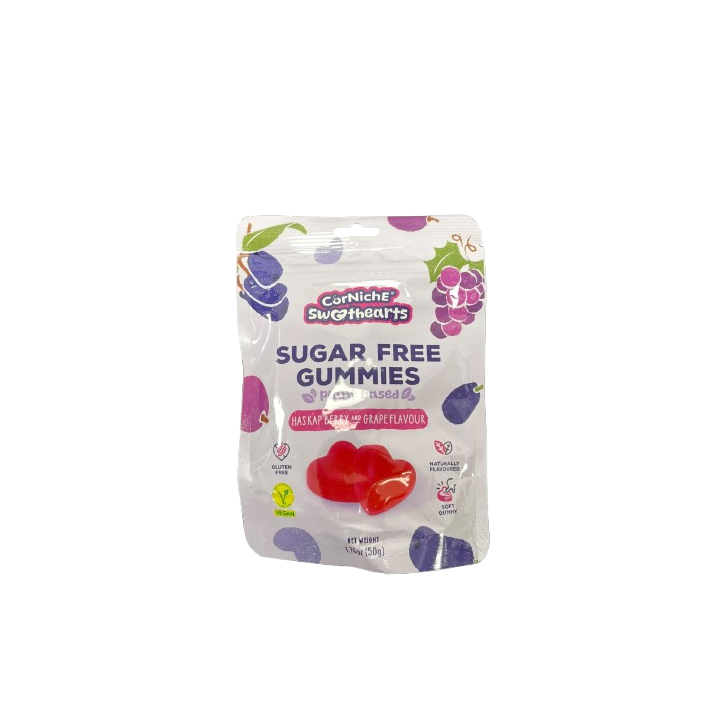 CORNICHE SWEETHEARTS, Zuckerfreie Gummibärchen (Haskap Berry), 50 g
