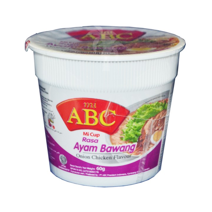 ABC, Instant-Nudeln mit Zwiebel Huhn Geschmack im Becher, 60g